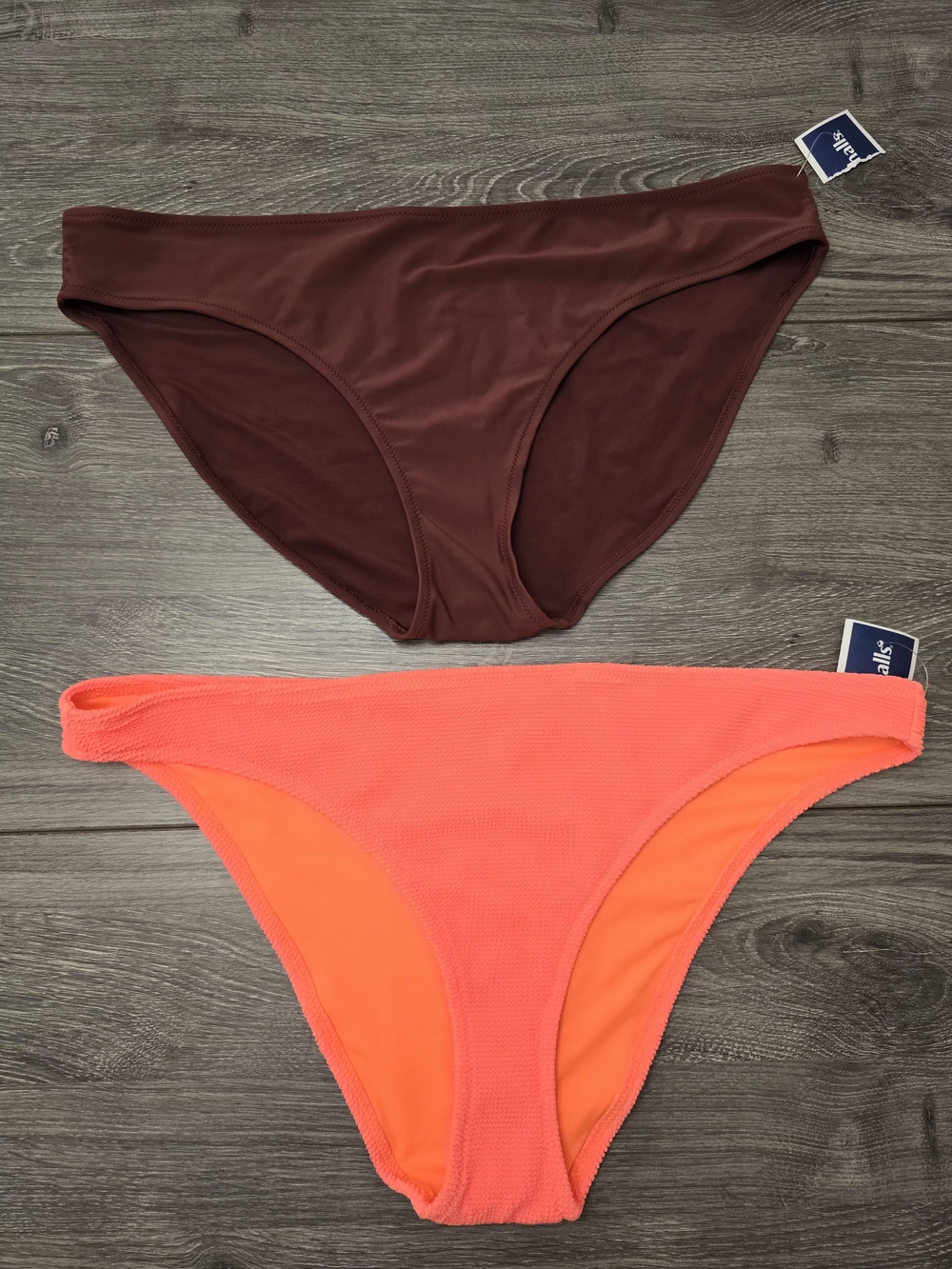 NWT aerie Two-Pack Bikini Bottoms in Brown & Neon Coral XXL
